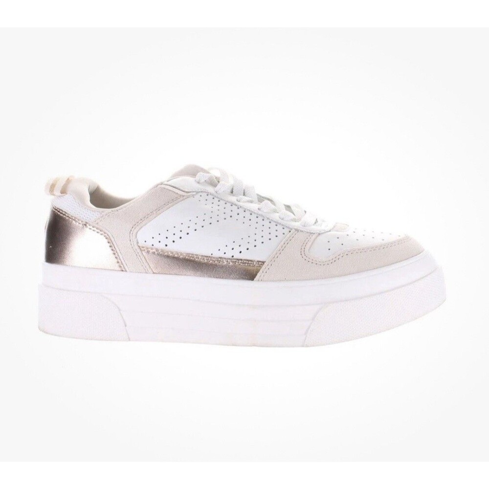Le TIGRE Womens Midtown White Tan Rose Gold Fashion Sneaker Size 7 Athleisure‎